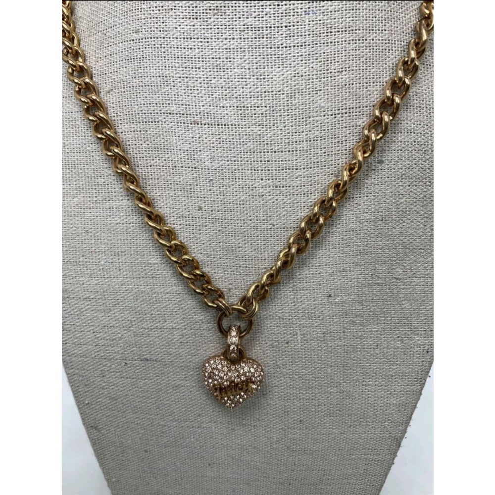 Juicy Couture Pavé Heart Charm Toggle Chain Necklace | 16"